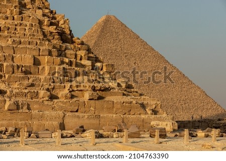 Close-up of the Great Pyramid stone bricks, Egypt