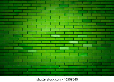 Closeup Of Green Brick Wall