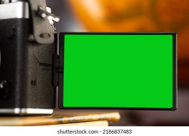 Closeup Green Screen Dslr Camera. Green Screen Camera