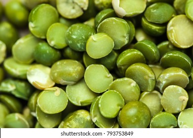 Closeup of green split peas