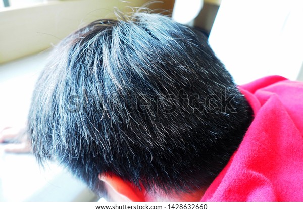 Closeup Grey Hair Old Asian Man Royalty Free Stock Image
