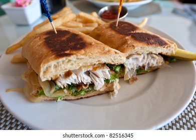 Closeup Of Grilled Sandwich Of Fish, Mahi Mahi, Also Known As Dolphin.