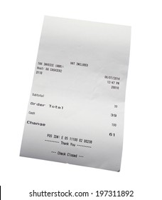 Closeup Of Grocery Shopping Receipt