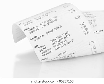 Closeup Of Grocery Shopping Receipt