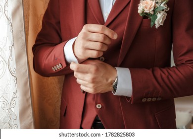 red maroon suit