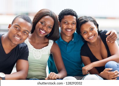 Closeup Of Group Of African American College Friends Outdoors