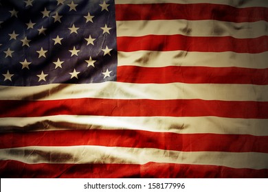 Closeup of grunge American flag - Shutterstock ID 158177996