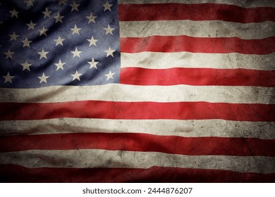 Close-up of grunge American flag