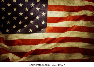 Closeup of grunge American flag