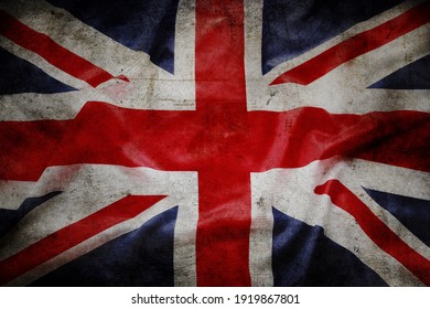 Closeup of grunge Union Jack flag  - Shutterstock ID 1919867801