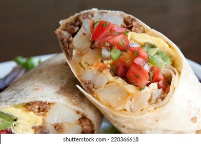 Close-up of half burrito