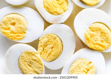 close-up of halved boiled egg - Powered by Shutterstock