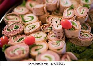 Closeup Of Ham And Cheese Pinwheels