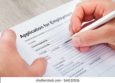 Close-up Of Hand Filling Application For Employment - Shutterstock ID 164110526