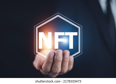 Closeup Hand Holding NFT Concept Trading Online NFT And Investment Nfts On Market Place Global Community