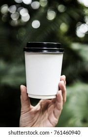 Closeup of hand holding paper cup