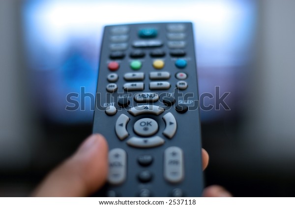 Closeup Hand Holding Tv Remote Control Stock Photo (Edit Now) 2537118