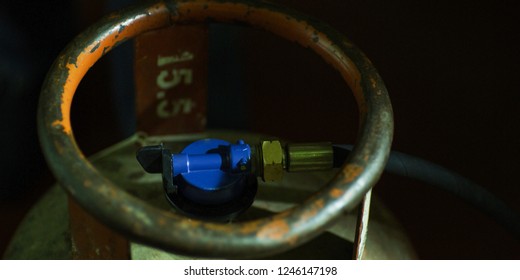 Closeup Hand Open Gas Cylinder