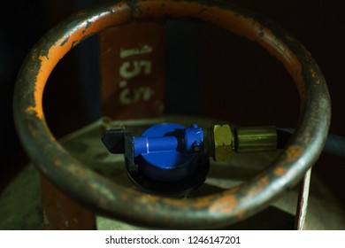 Closeup Hand Open Gas Cylinder, Interior House