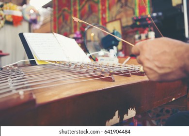 Closeup Hand Play Hammered Dulcimer