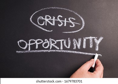 Closeup hand underline at Opportunity word on chalkboard, crisis and opportunity concept - Shutterstock ID 1679783701