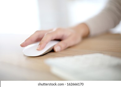 Closeup Of Hand Using Computer Mouse