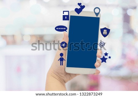 Close-up hands of businesswoman holding smartphones with using social media, concept lifestyle of modern society that people uses social media in daily life 
