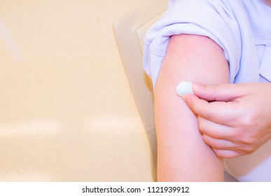 Close-up hand's doctor or nurses are vaccination to patient using the syringe injected upper arm for treated,Doctor giving an injection to a patient,Prophylactic HPV vaccination and anal cancer, - Shutterstock ID 1121939912