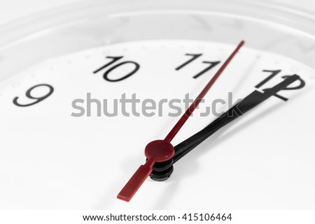 Closeup of hands on clock face.sensitive focus