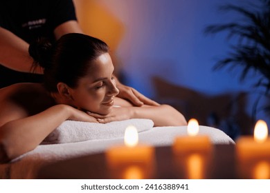 Close-up hands of professional masseuse working, massaging woman's hand in spa salon, therapeutic massage for relaxation. Healing, beauty, health, lifestyle, peace, relief, professional skills. - Powered by Shutterstock