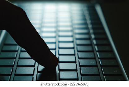 Close-up of hands typing on a computer keyboard. Keyboard closeup view