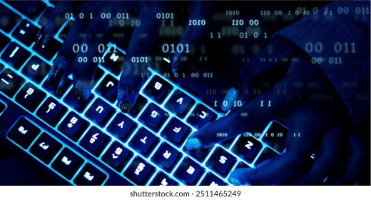 Closeup of hands using a keyboard