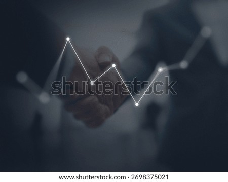 A close-up of a handshake between two professionals, symbolizing partnership and growth with a financial graph overlay.