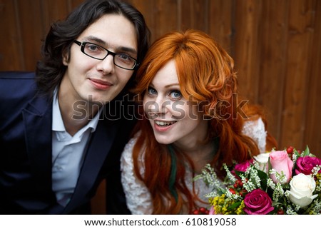 Similar – Young happy couple celebrating a birthday party