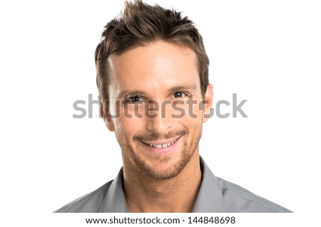 Closeup Of Happy Young Man Isolated Over White Background