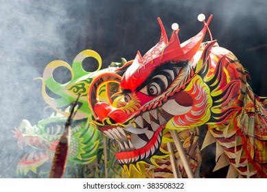 Closeup Head Dancing Dragon China