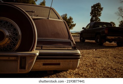 Closeup Of Headlights Of An Old, Dirty Car