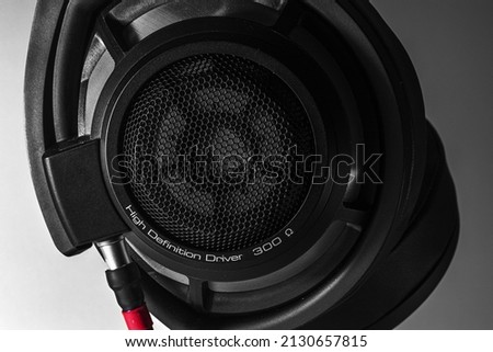A closeup of HiFi Headphones on a white background