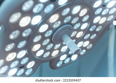 Closeup Of A High-end LED Surgical Light With Multiple Bulbs For An Operating Room. An Operation Theatre Light Medical Device.