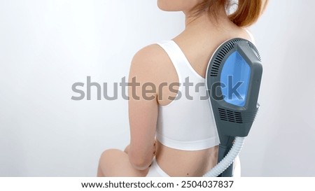 Close-up of a high-inductive magnetotherapy device on a light background. Showcasing advanced technology for effective pain relief and healing, perfect for wellness and medical settings.