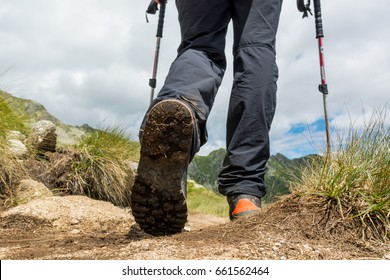 Closeup Of Hiking Boots.