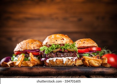 Close-up of home made burgers - Shutterstock ID 334701605