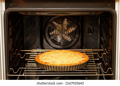 Closeup Homemade Berry Pie Baked In A Home Oven. Shallow Focus.