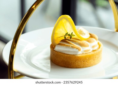 Closeup of a homemade lemon tart decorated and lime slices - Powered by Shutterstock