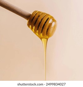 a close-up of a honey dipper with honey dripping on it  - Powered by Shutterstock