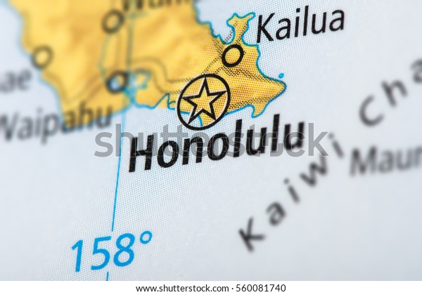 Closeup Honolulu Hawaii On Political Map Stock Photo Edit Now