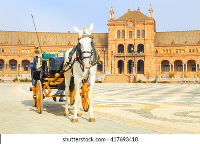 A Closeup Of A Horse Cart In Sevilla In Andalusia, Spain.