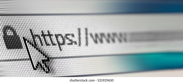 Closeup of Http Address in Web Browser in Shades of Blue - Shallow Depth of Field, border design panoramic banner