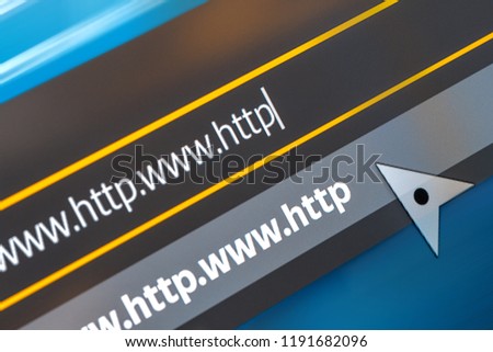 Closeup of Http Address in Web Browser in Shades of Blue - Shallow Depth of Field