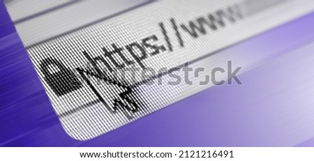Closeup of Http Address in Web Browser in Trendy Toned in Color of the year 2022, Very Peri.